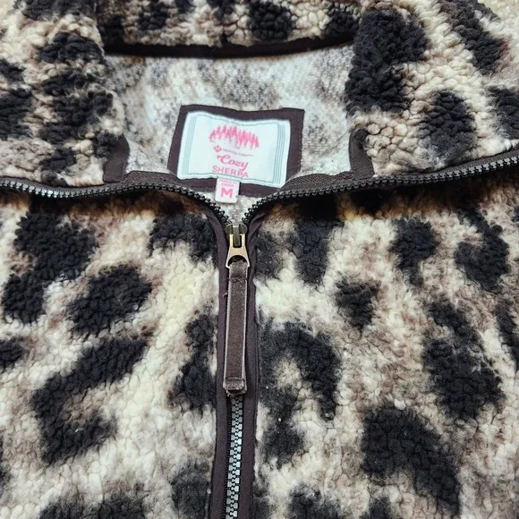 Members‎ Mark Cozy Sherpa Fleece Jacket Leopard Print Full Zip Size M - Picture 7 of 7